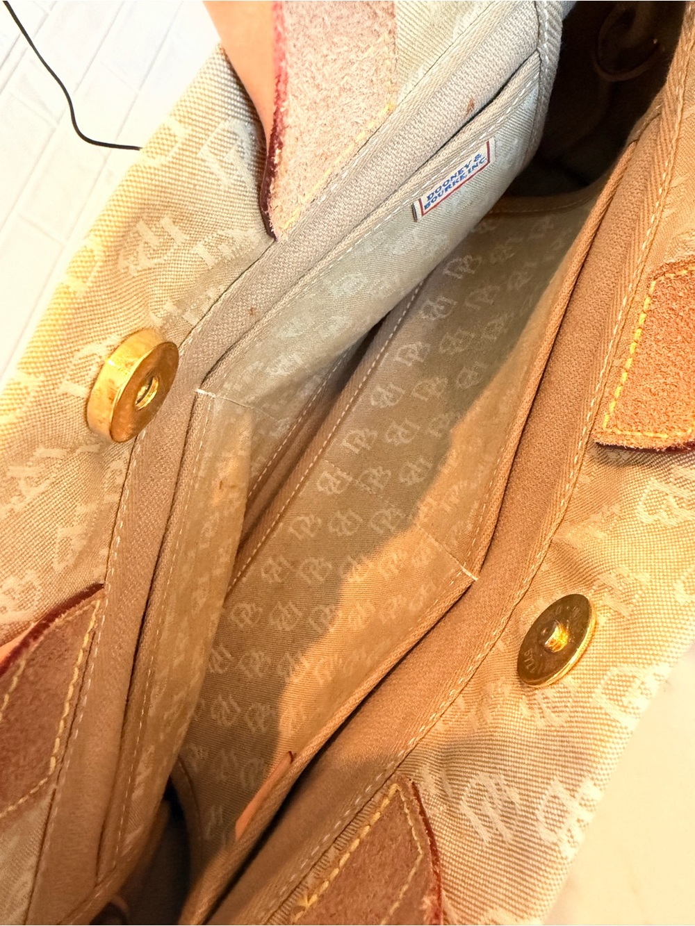 Dooney & Bourke tassel tote with brown leather handles - Picture 8 of 12